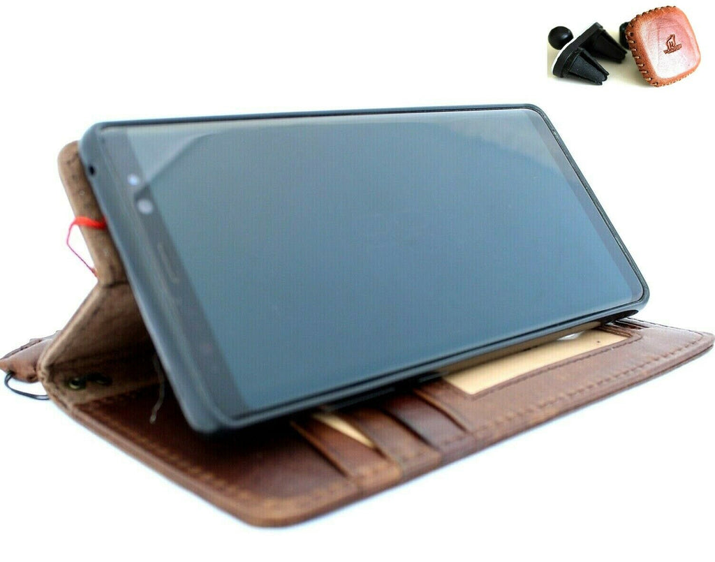 Genuine soft leather Samsung Galaxy Note 10 case with wallet design, stand feature, magnetic car holder, handmade by DAVISCASE