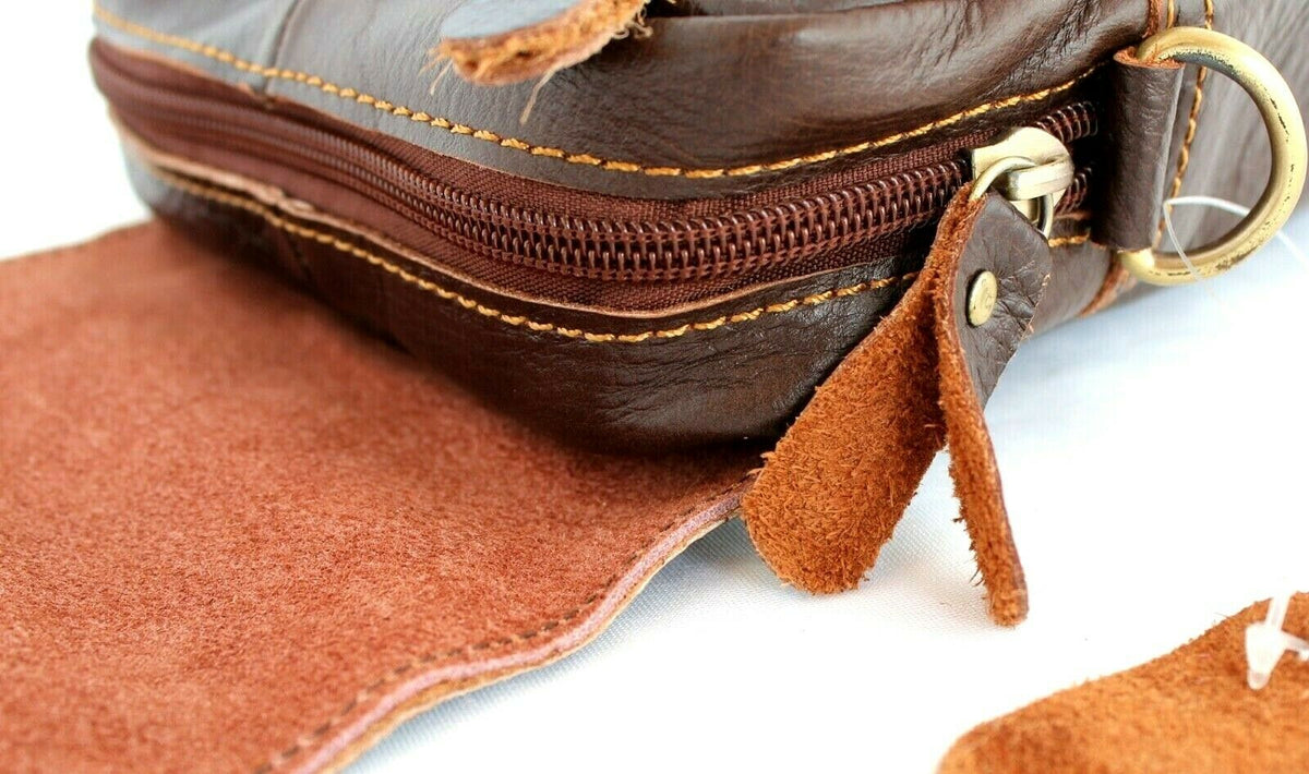Genuine full leather men's shoulder satchel bag by DAVISCASE, vintage style messenger bag with small size and classic design.