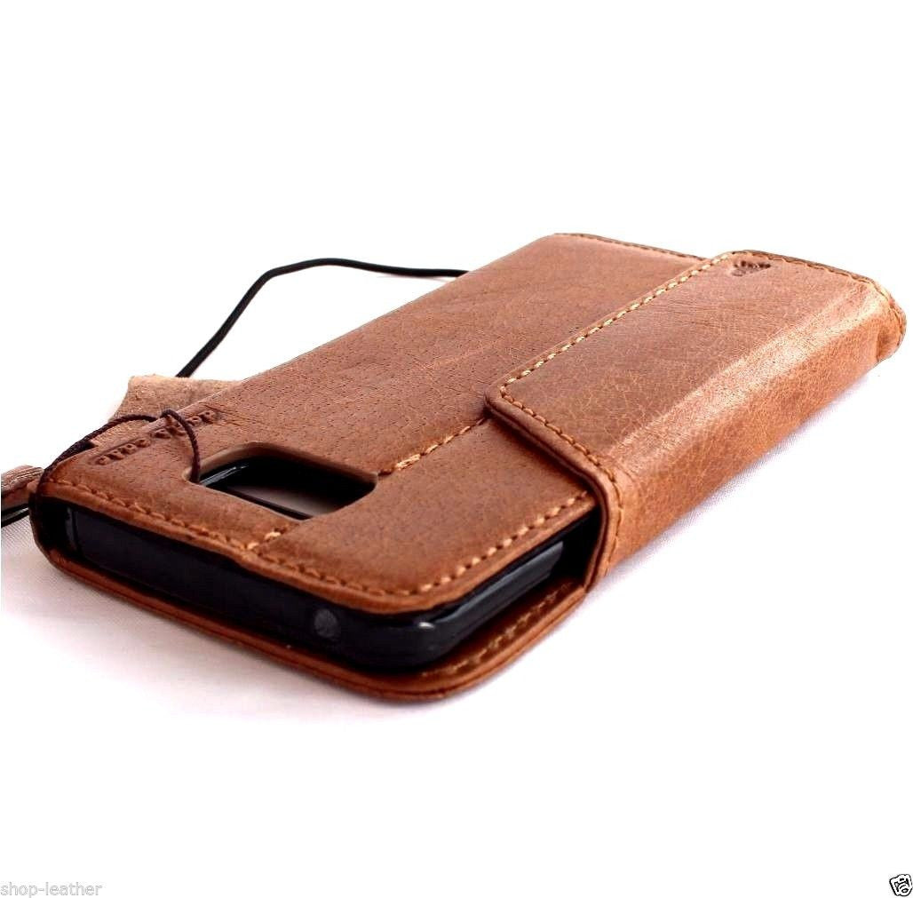 Light brown genuine leather wallet case for Samsung Galaxy Note 5 with magnetic closure, vintage style, handcrafted by vendor-unknown.