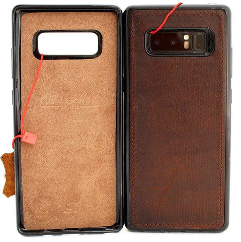 Genuine leather case fo samsung galaxy note 8 book cover soft magnetic vintage slim rubber daviscase