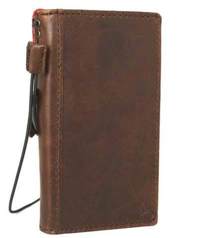 Genuine Full Dark Leather Case For Apple iPhone 12 Book Wallet Vintage Design Credit Cards Slots Soft Cover Full Grain DavisCase
