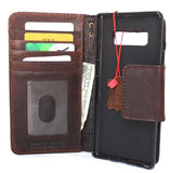 Echte Vintage-Lederhülle für Samsung Galaxy Note 8, Buch-Brieftasche, Magnetverschluss, Kartenfächer, braun, schlankes Daviscase