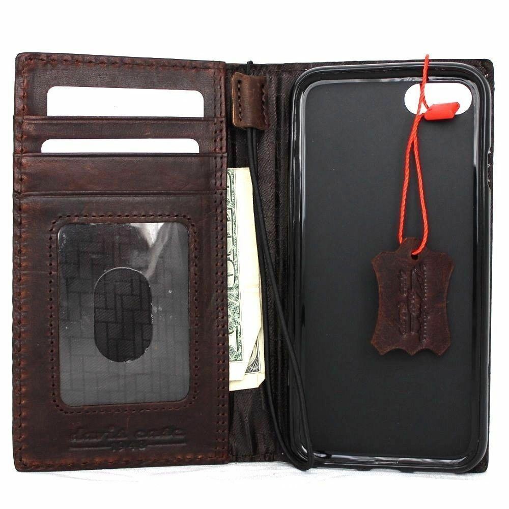 DavisCase genuine full leather iPhone 8 wallet case with card slots, slim design, suitable for wireless charging, classic business style