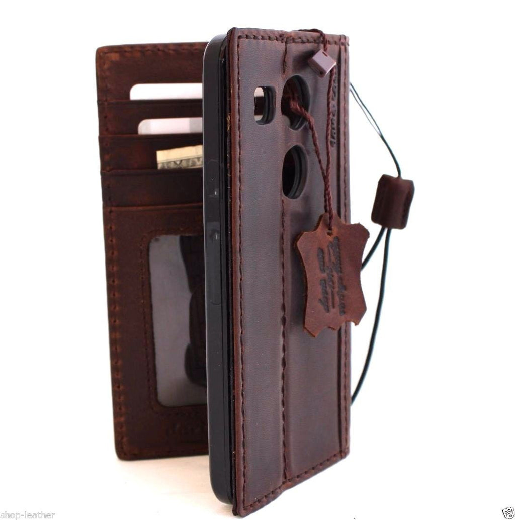 Luxury handmade genuine Italian leather phone case for LG Nexus 5X, slim book-style wallet cover by DAVISCASE.