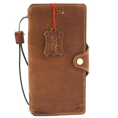 Genuine Tanned Leather Case for Samsung Galaxy Note 20 Ultra 5G book wallet handmade rubber credit cards holder cover Wireless charging DavisCase