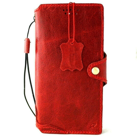 Genuine Full Leather Case for Samsung Galaxy S22 Ultra 5G Book Credit Cards Wallet Handmade Rubber Holder Cover Wireless Red Davis