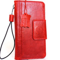 Vintage genuine leather Samsung Galaxy S8 wallet case with magnetic cover in red, handmade phone accessory by vendor-unknown.