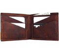 Men's brown leather wallet by DAVISCASE with 4 credit card slots and a bill compartment, slim and handmade.