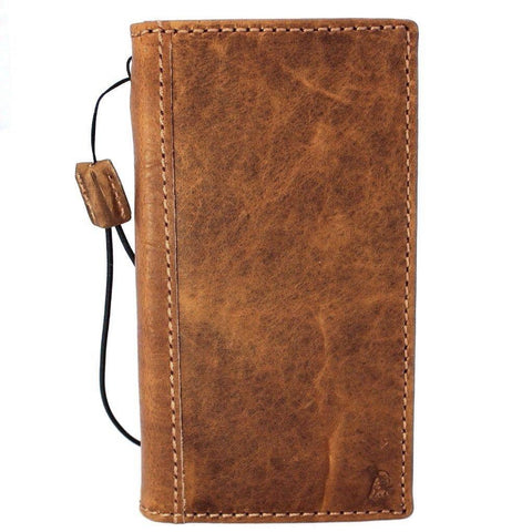 Véritable étui en cuir véritable pour Apple iPhone X couverture portefeuille porte-crédit livre tan luxe mince davis b26