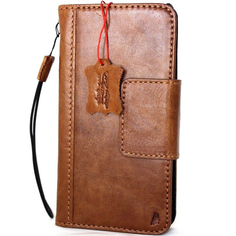 Genuine Vintage leather case for Samsung Galaxy Note 8 book wallet Magnetic closure cover cards slots brown slim daviscase IL