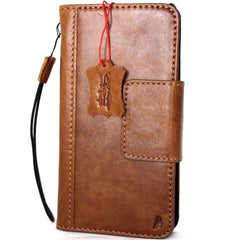 Genuine Vintage leather case for Samsung Galaxy Note 8 book wallet Magnetic closure cover cards slots brown slim daviscase IL