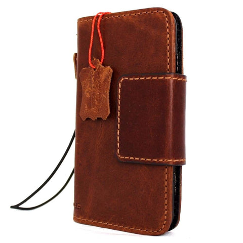 Genuine Full Leather Case for Iphone 8 Cover Book Wallet Cards Magnetic Slim Davis Cassic Art Wireless Charging Lite