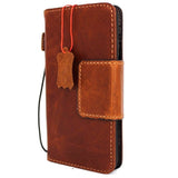 Echtes hellbraunes Leder für iPhone 8 Plus, magnetische Hülle, Brieftasche, Kreditkartenhalter, luxuriös, handgefertigt, Davis 1948