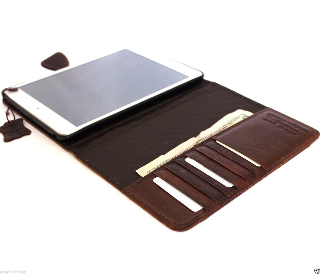 Genuine brown leather iPad mini 4 case with slim sport football design, crafted by vendor-unknown for stylish protection.