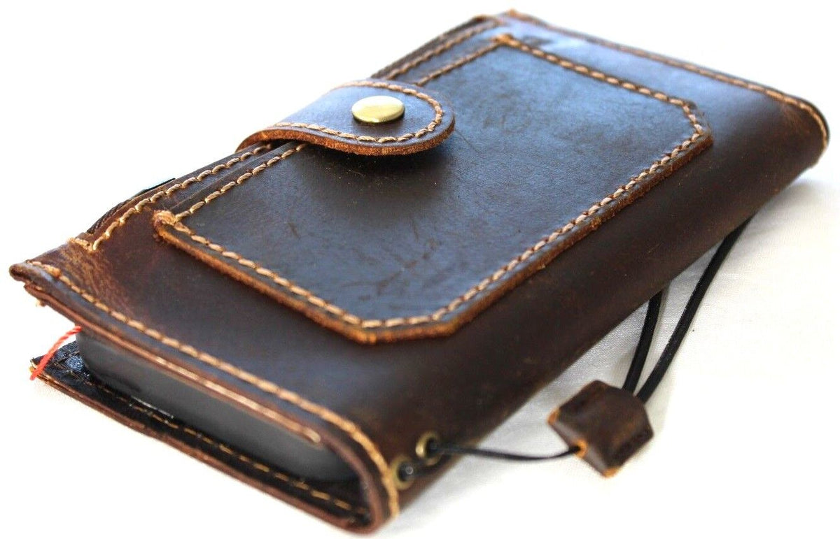 DAVISCASE genuine leather wallet phone case for iPhone 11-15 Pro Max with ID window, credit card slots, zipper, vintage retro style