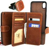 Schutzhülle aus echtem Echtleder für Apple iPhone XS, Brieftasche, Kredithalter, magnetisches Buch, herausnehmbare, abnehmbare Halterung, schlanke, weiche + magnetische Autohalterung