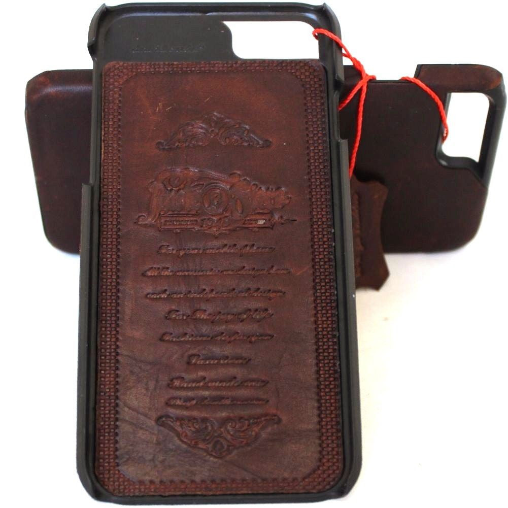 Vintage genuine leather iPhone 6 case with slim book-style holder, magnetic cover, handmade phone leather case by vendor-unknown