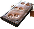 Handmade leather phone case for Galaxy S22, S21, Note 10, A71, A51, A12 by DAVISCASE with vintage paw elephant design and credit card slots.