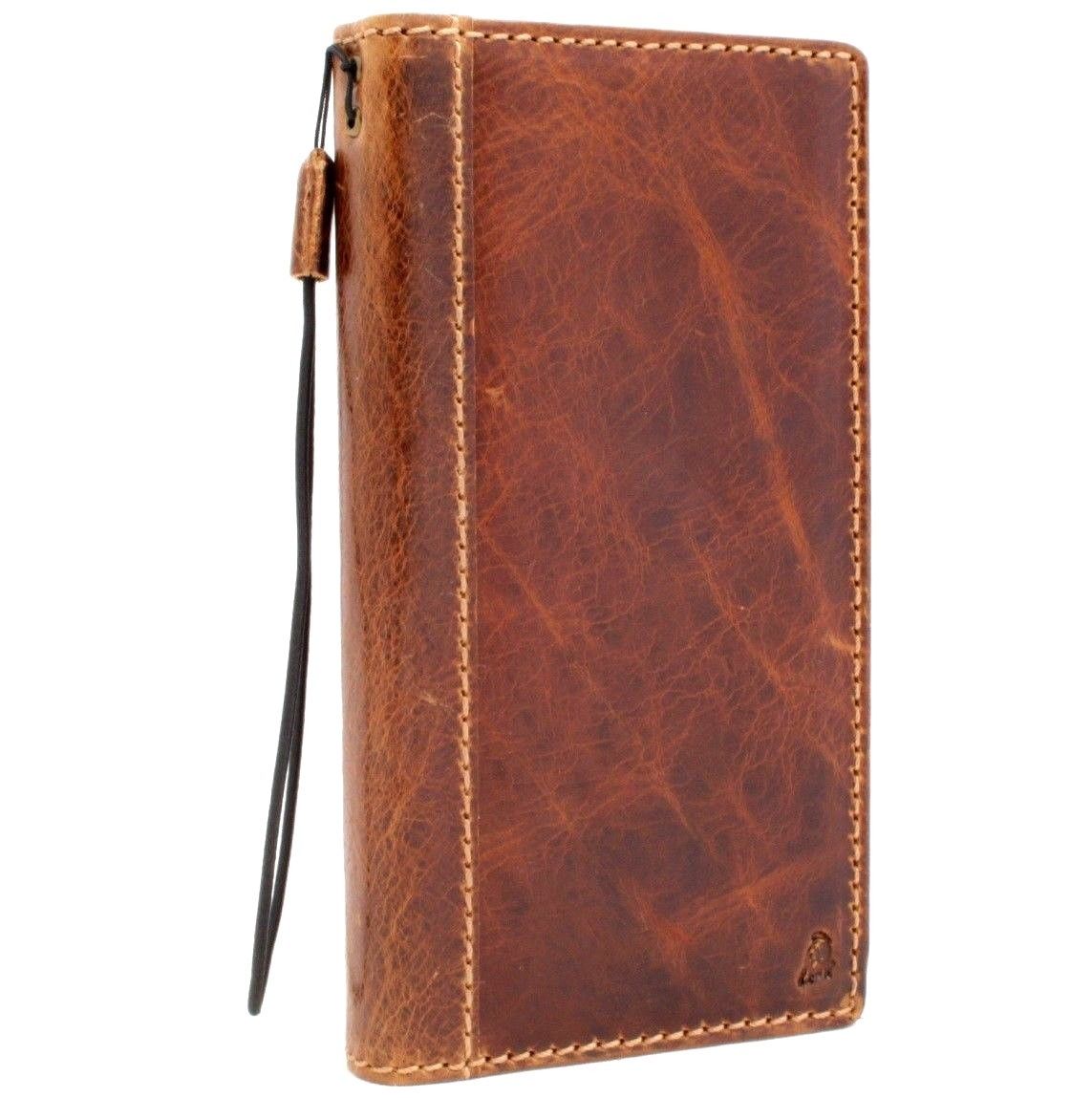 Handmade genuine leather iPhone XS Max case by DAVISCASE with wallet design, soft interior, slim luxury book-style phone cover.