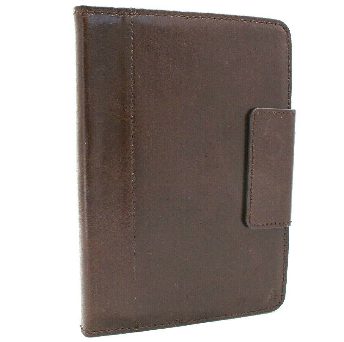 Genuine dark leather iPad mini 5 case by DAVISCASE with card slots, handbag design, slim protective cover for Apple iPad 2019.