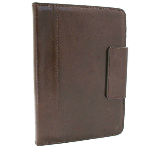 Genuine dark leather iPad mini 5 case by DAVISCASE with card slots, handbag design, slim protective cover for Apple iPad 2019.