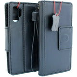 Echte Vintage-Lederhülle für Samsung Galaxy Note 10 Plus, Buch-Brieftasche, weiche Halterung, Schlitze, Gummi, Magnetverschluss, Schwarz, Jafo 