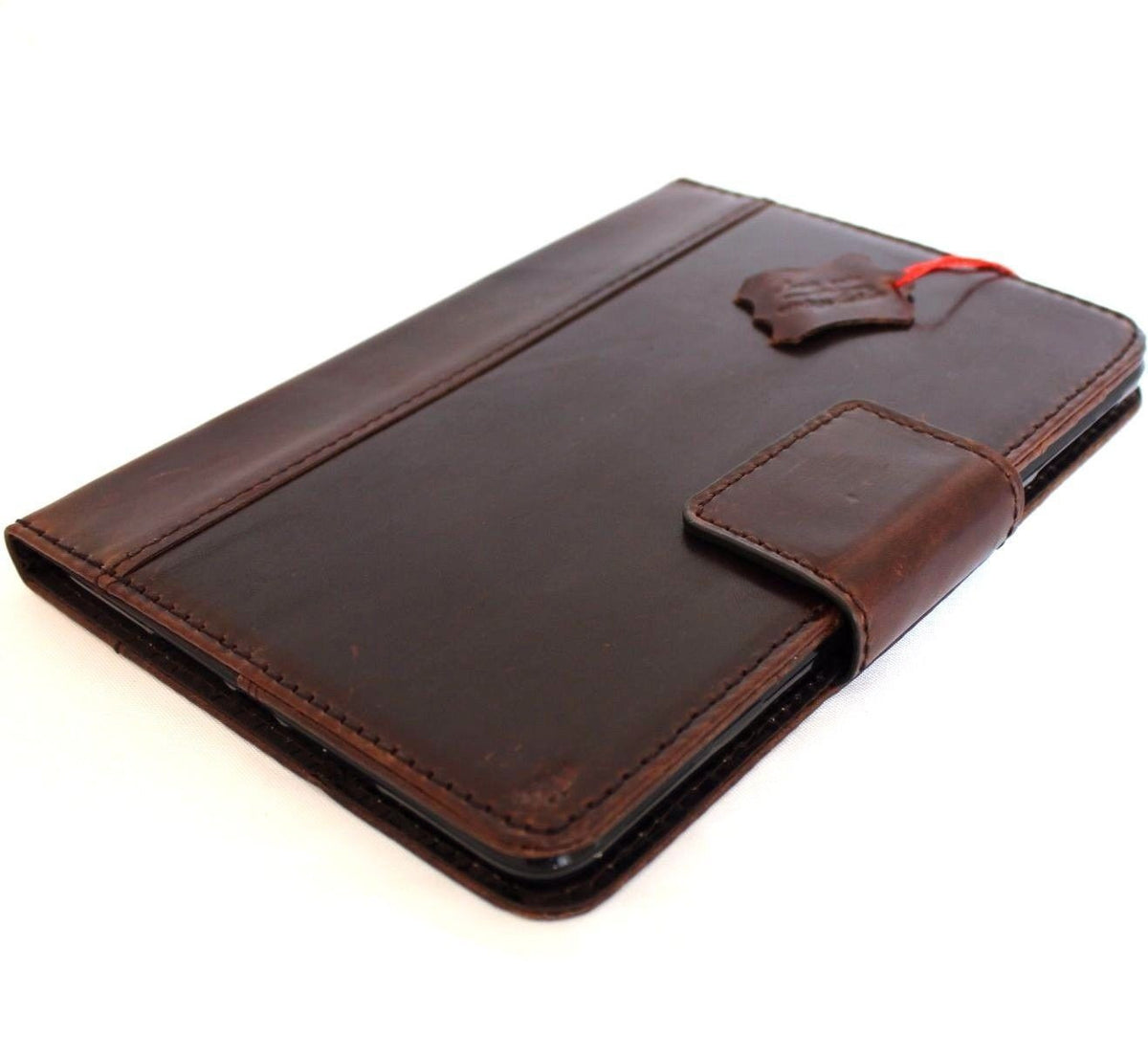 Vintage brown genuine leather iPad Mini 4 case with card slots, handbag style, luxury design, by vendor-unknown.