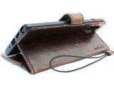 Echte Vintage-Lederhülle für Samsung Galaxy Note 10 Plus, Buch-Brieftasche, weiche Halterung, Schlitze, Gummi-Standfenster 