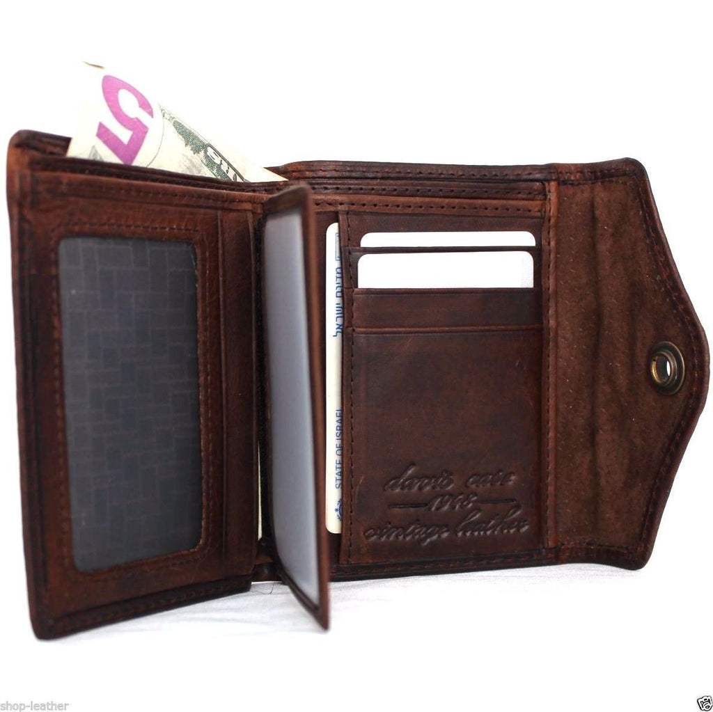 Genuine men's leather wallet by DAVISCASE featuring a slim design, money clip, and textured leather surface.