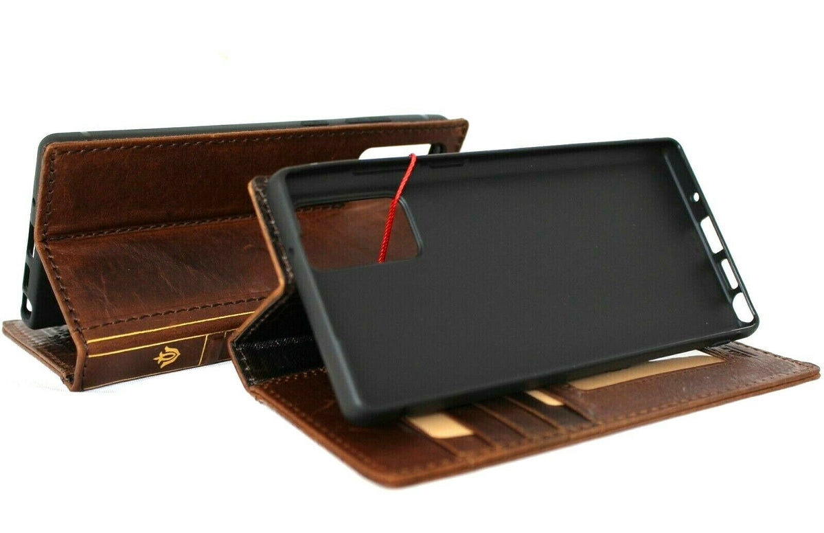 Genuine leather Bible book wallet case for Samsung Galaxy Note 20 5G by DAVISCASE with card slots and wireless charging holder.