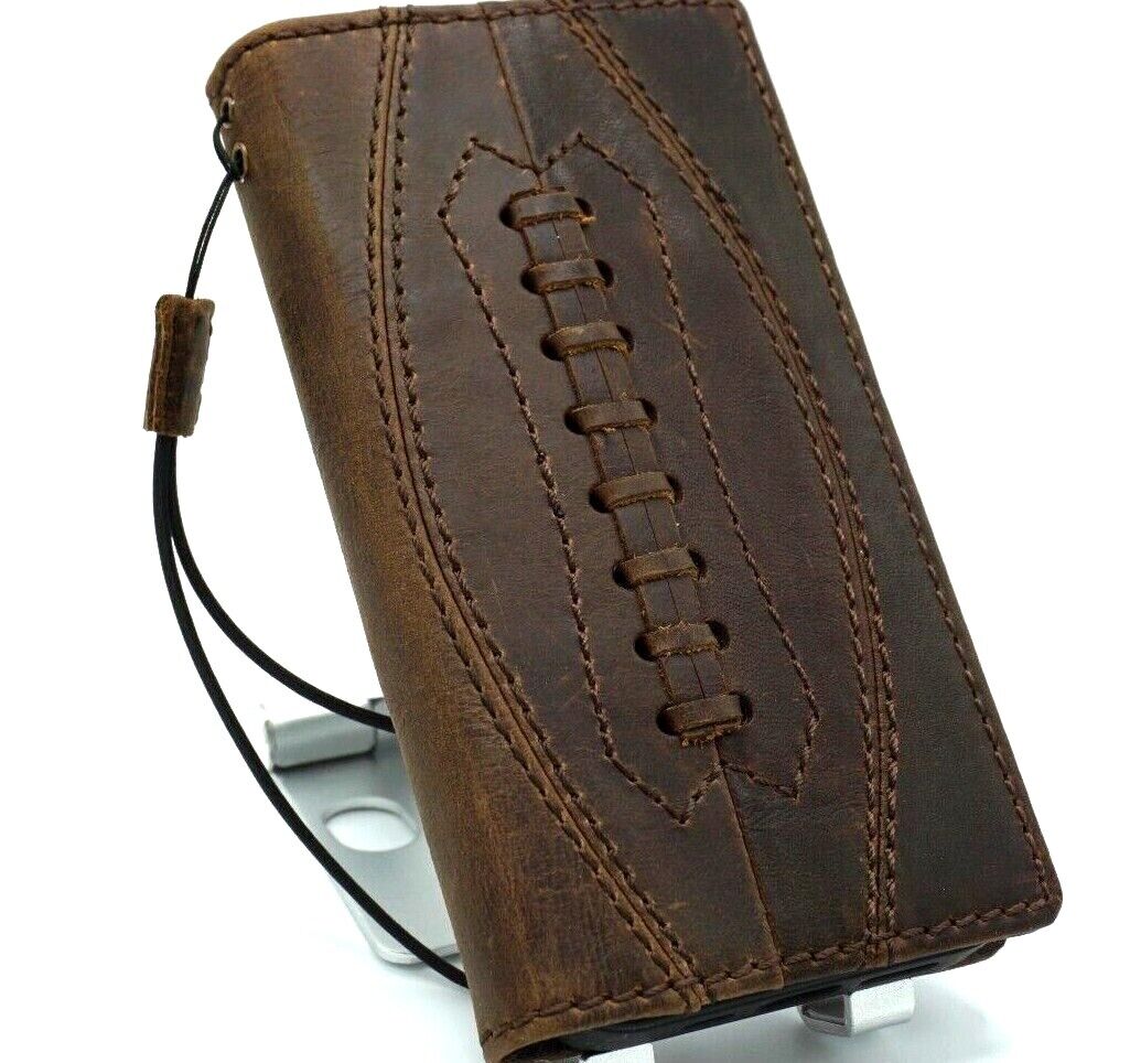 DavisCase genuine leather phone wallet case for iPhone 11-15 Pro Max, vintage handcrafted cover with credit card slots and full grain leather