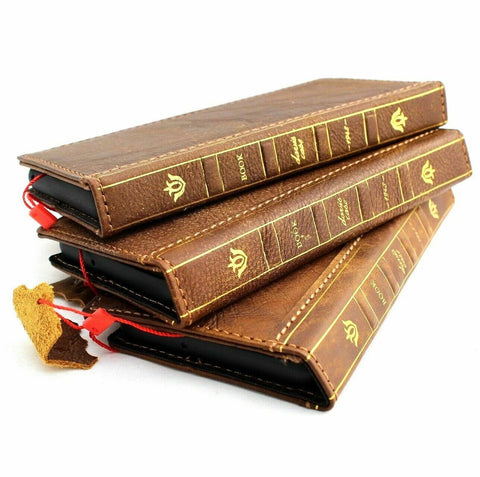 Genuine leather Case for Samsung Galaxy S10 book wallet cover Cards wireless charging window luxuey bible Tan art stand rubber ID