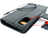 Echtes schwarzes Lederetui für Samsung Galaxy S20, Buch-ID-Fenster-Brieftasche, handgefertigte Gummi-Halterung, kabelloses Laden, Business DavisCase