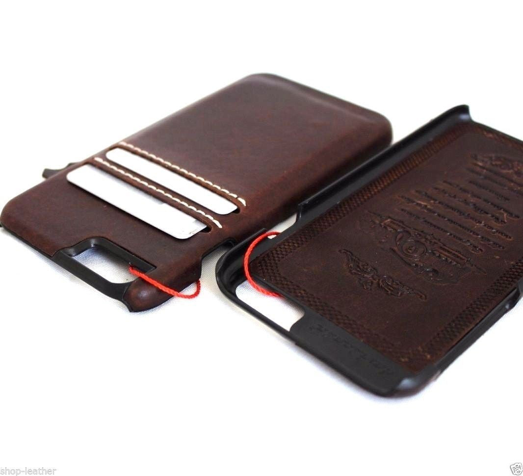 Genuine vintage leather iPhone 6/6s case, slim handmade luxury cover with classic art design, offers stylish phone protection.