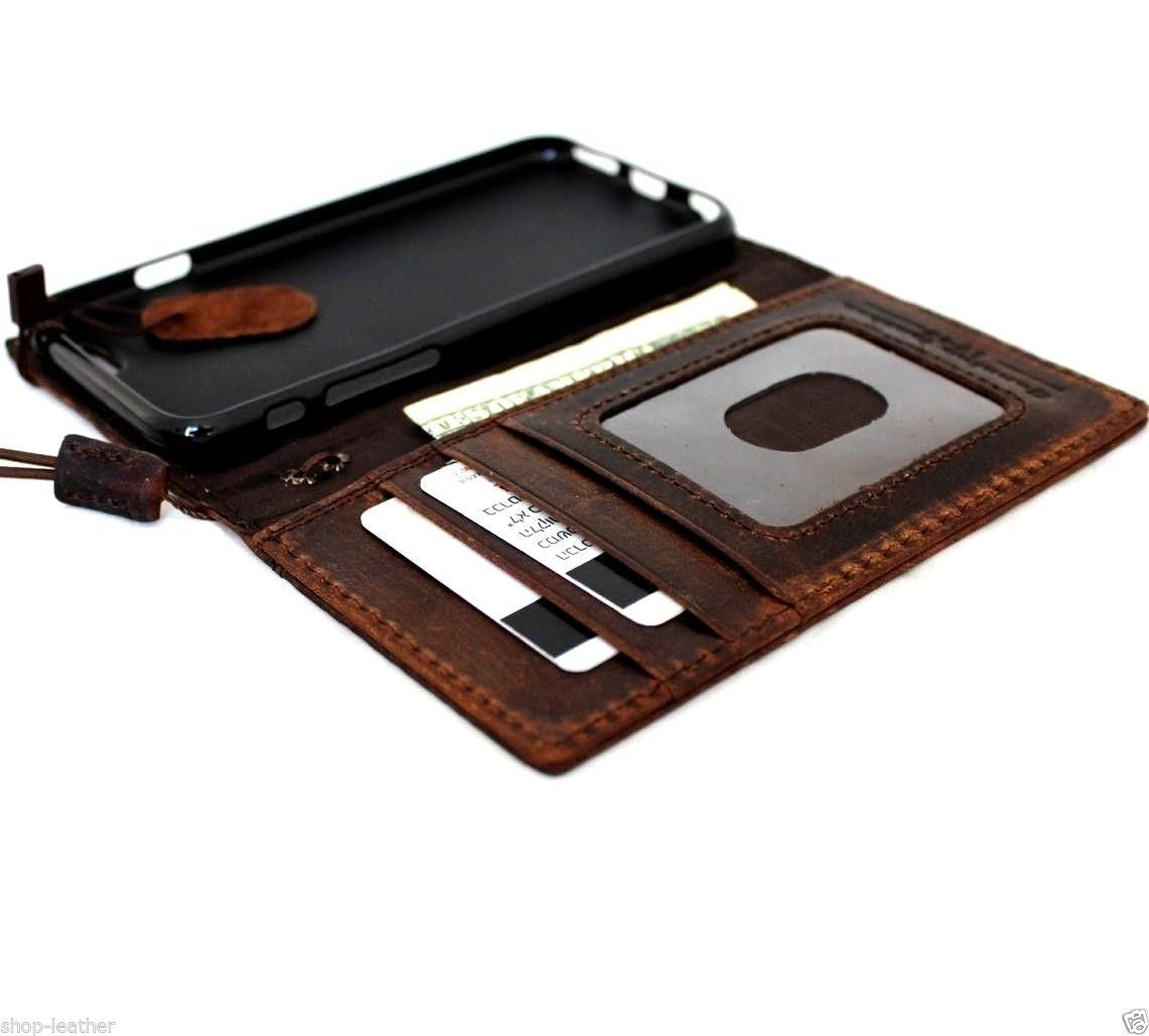 Genuine Italian leather iPhone 6 Plus case with wallet band, credit card slots, ID window, magnet closure, slim handmade design.