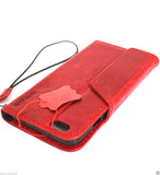 Schutzhülle aus echtem OIL-Leder für das iPhone 6S Plus, Buch-Brieftaschenband, Kreditkarte, Ausweis, 6S + Magnet, Business-Rot von Daviscase