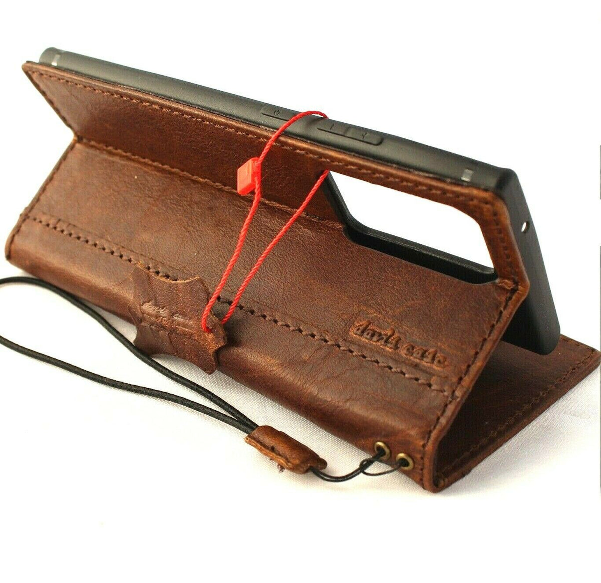 Genuine vintage leather Samsung Galaxy S21 Ultra 5G wallet case with ID window, card slots, rubber stand, and wireless charging support