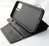 Genuine Leather Wallet Case For Apple iPhone 13 Pro Max Book Credit Cards Slots Soft Cover Full Grain Black DavisCase