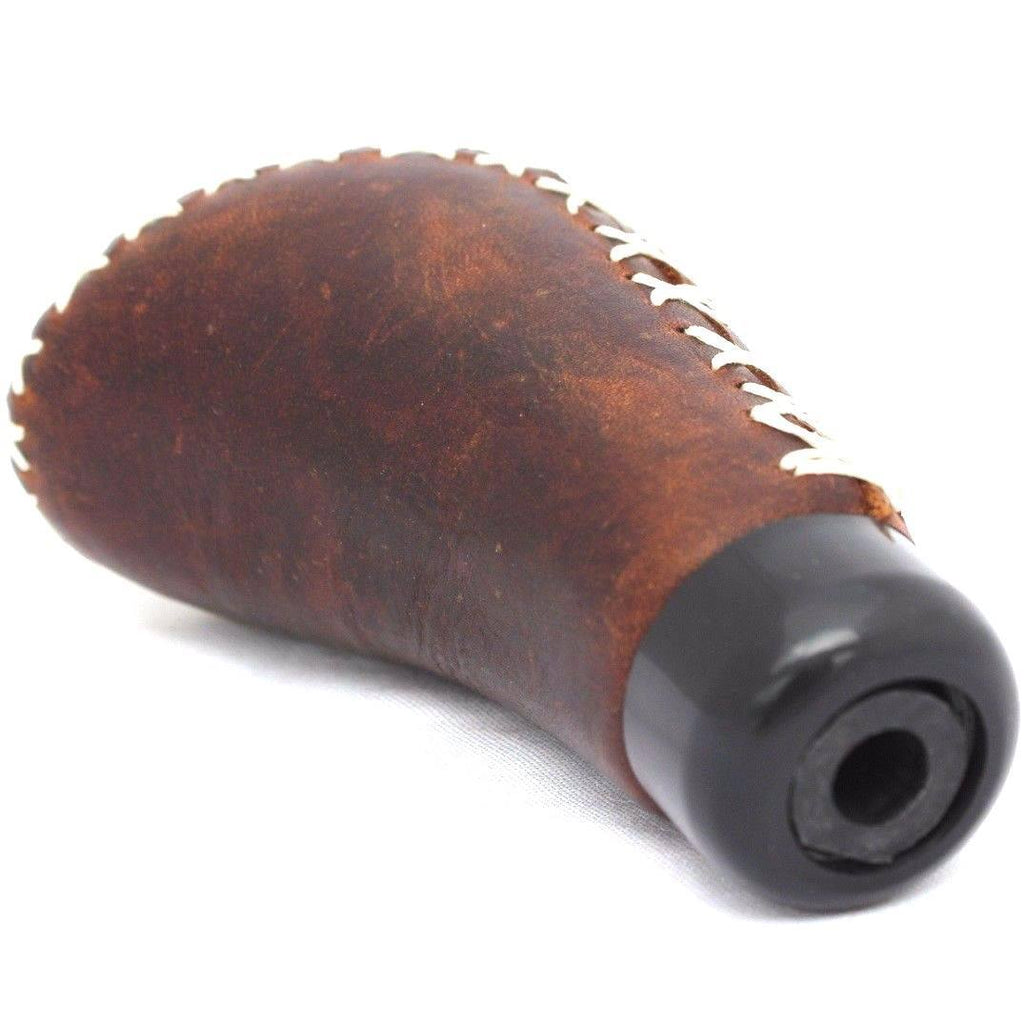 Handmade genuine leather gear shift knob for Mercedes-Benz models, designed by DAVISCASE, featuring a classic car shifter lever style.