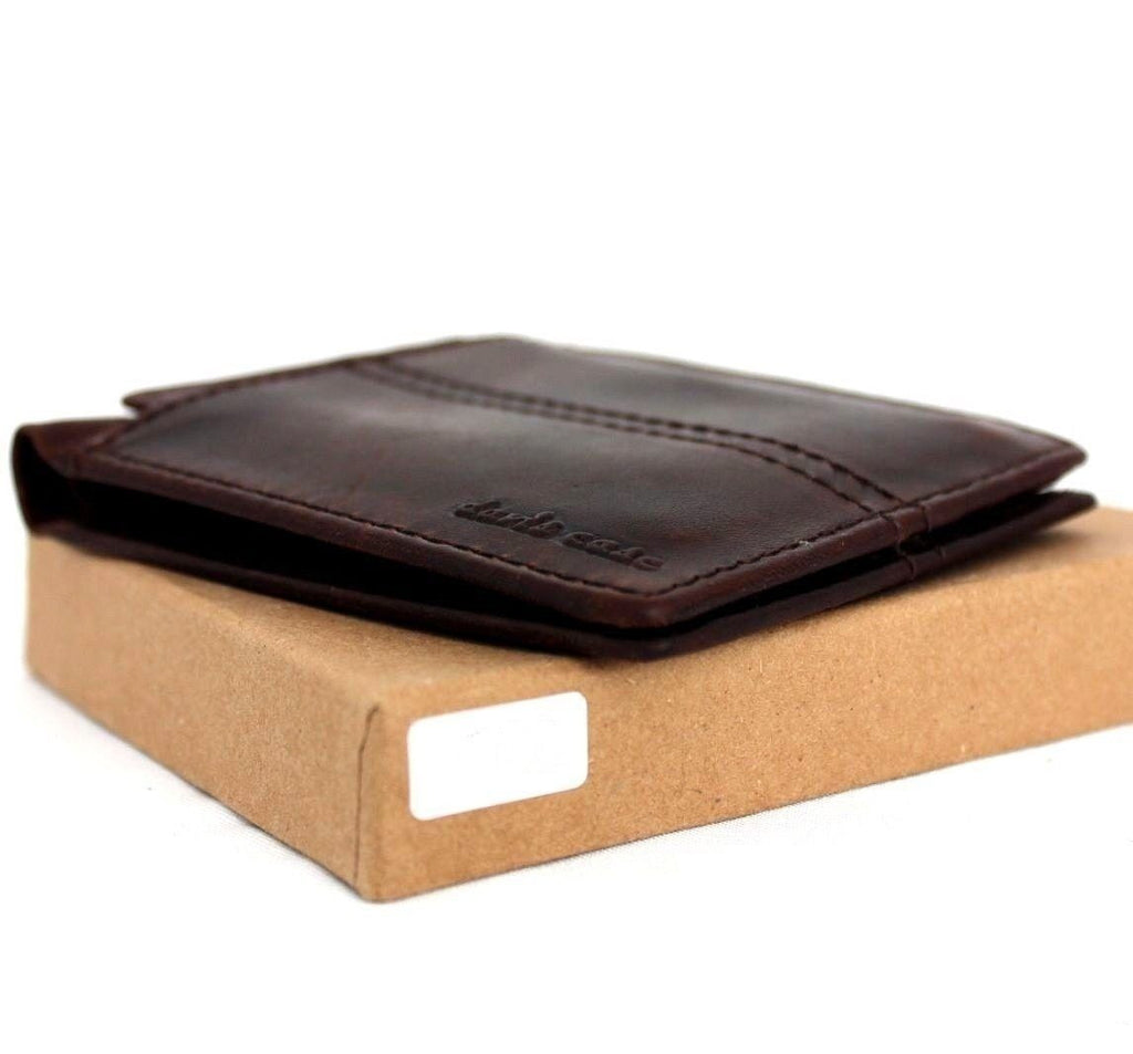Vintage leather men's wallet and coin purse with bifold design, handmade by DavisCase®, featuring removable ID card slot.