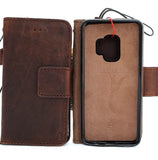 Echtleder-Hülle für Samsung Galaxy S9, Buch-Brieftaschen-Abdeckung, Karten, abnehmbares, abnehmbares Fenster, Jafo-ID-Vintage-Slim-Daviscase