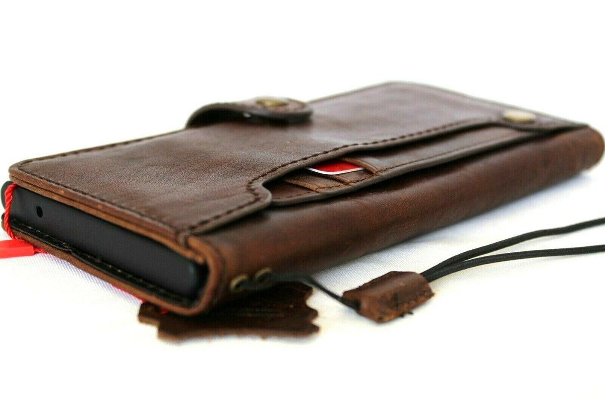 Genuine leather Samsung Galaxy Note 20 Ultra case with wallet design, handmade rubber holder, and wireless charging compatibility by DavisCase