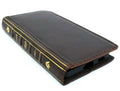 Genuine leather Samsung Galaxy S21 Bible design wallet case with card slots, ID window, wireless charging holder by DAVISCASE
