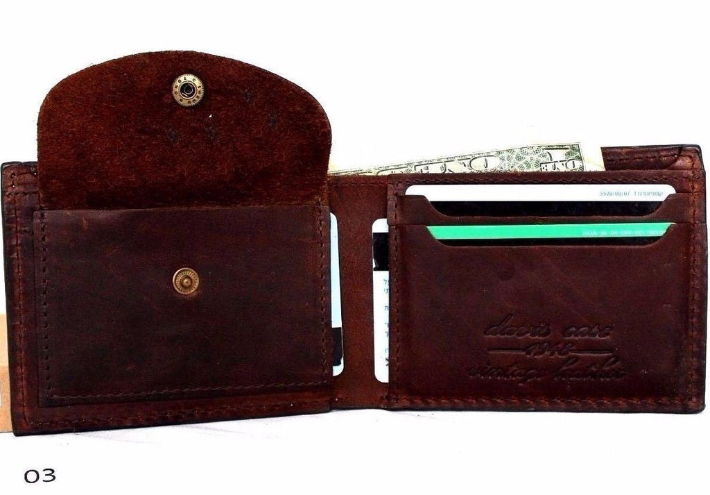 Leather Bifold Wallet with Card Slots & Bill Compartment