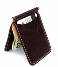 Genuine buffalo leather men's mini wallet by DAVISCASE with ID, credit card slots, and cash pocket in small, stylish design.