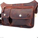 Genuine Dark Leather Shoulder Wallet Bag Man Women Waist Pouch Cross Body Brown Davis