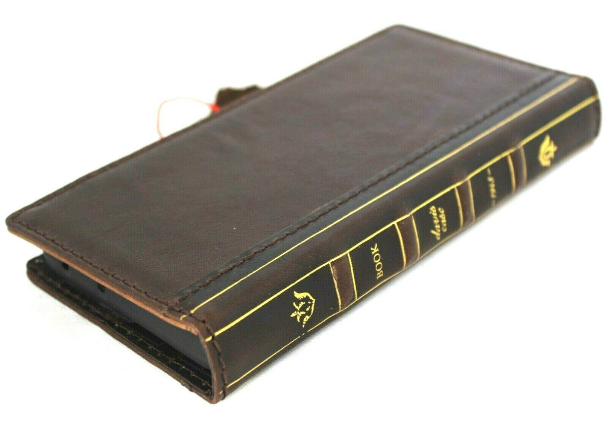 Genuine leather Samsung Galaxy S21 Ultra 5G wallet case by DAVISCASE with ID window, card slots, Bible design, and stand feature.