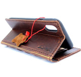 Genuine Leather Case for iPhone XS book bible wallet closure cover Cards slots Slim vintage Dark Jafo brown Daviscase rustic