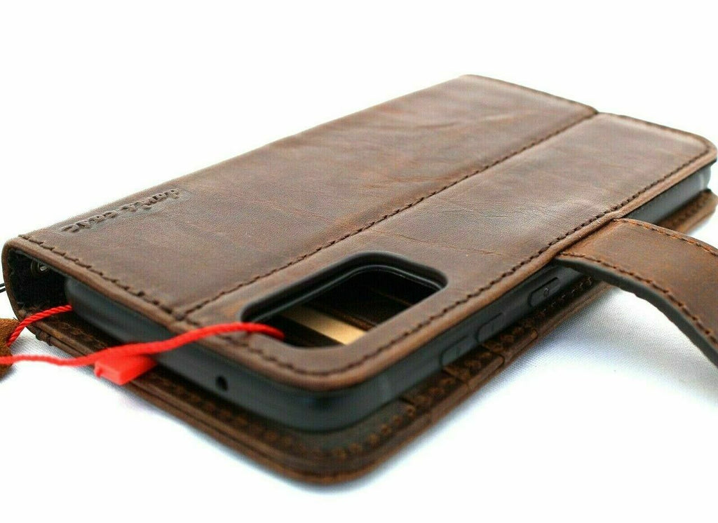 DavisCase genuine full leather wallet case for Samsung Galaxy A71 4G with card holder, ID window, and wireless charging compatibility.