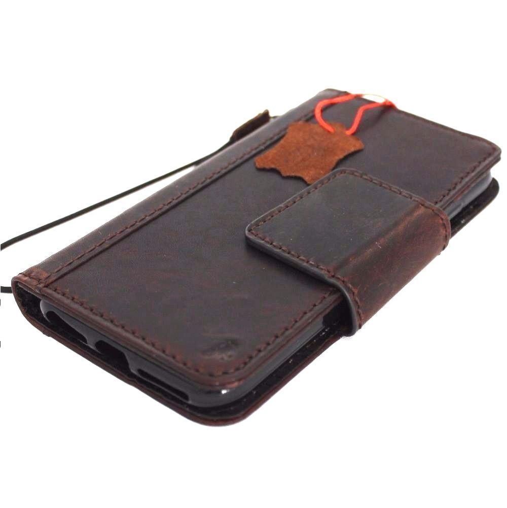 DavisCase genuine full leather iPhone 8 wallet case with card slots, magnetic closure, slim design, compatible with wireless charging